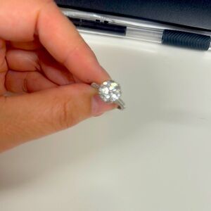 Sparkling Silver and White Ring with Crystal Accent